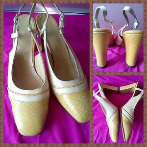 VTG 60sJulianelli Leather/Snakeskin Slingback Heel